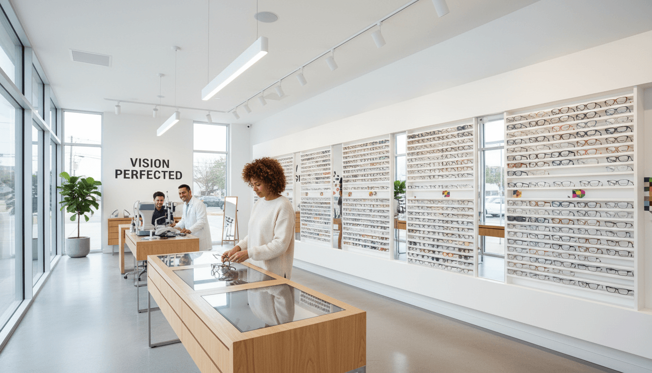 Optician helping customer find the perfect frames at a For Eyes store